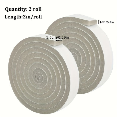 2 Rolls of Door and Window Sealing Strips, EVA Self-Adhesive Insulation Foam Tape Sponge, Soundproof Door and Window Foam Soundproofing Tape, Dustproof Sealing Strip, 4m/13.1ft Total Length