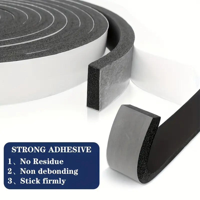 2 Rolls of Door and Window Sealing Strips, EVA Self-Adhesive Insulation Foam Tape Sponge, Soundproof Door and Window Foam Soundproofing Tape, Dustproof Sealing Strip, 4m/13.1ft Total Length