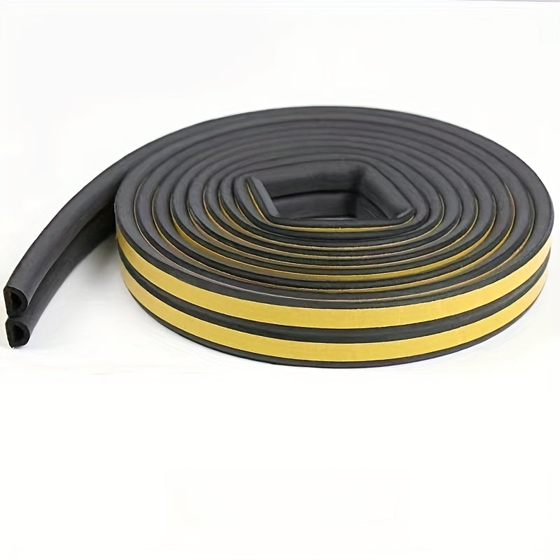1 Roll 196.85 Inch / 393.7 Inch Weatherproof Door and Window Seal Strip - Self-Adhesive Rubber Insulation Material for Collision Prevention