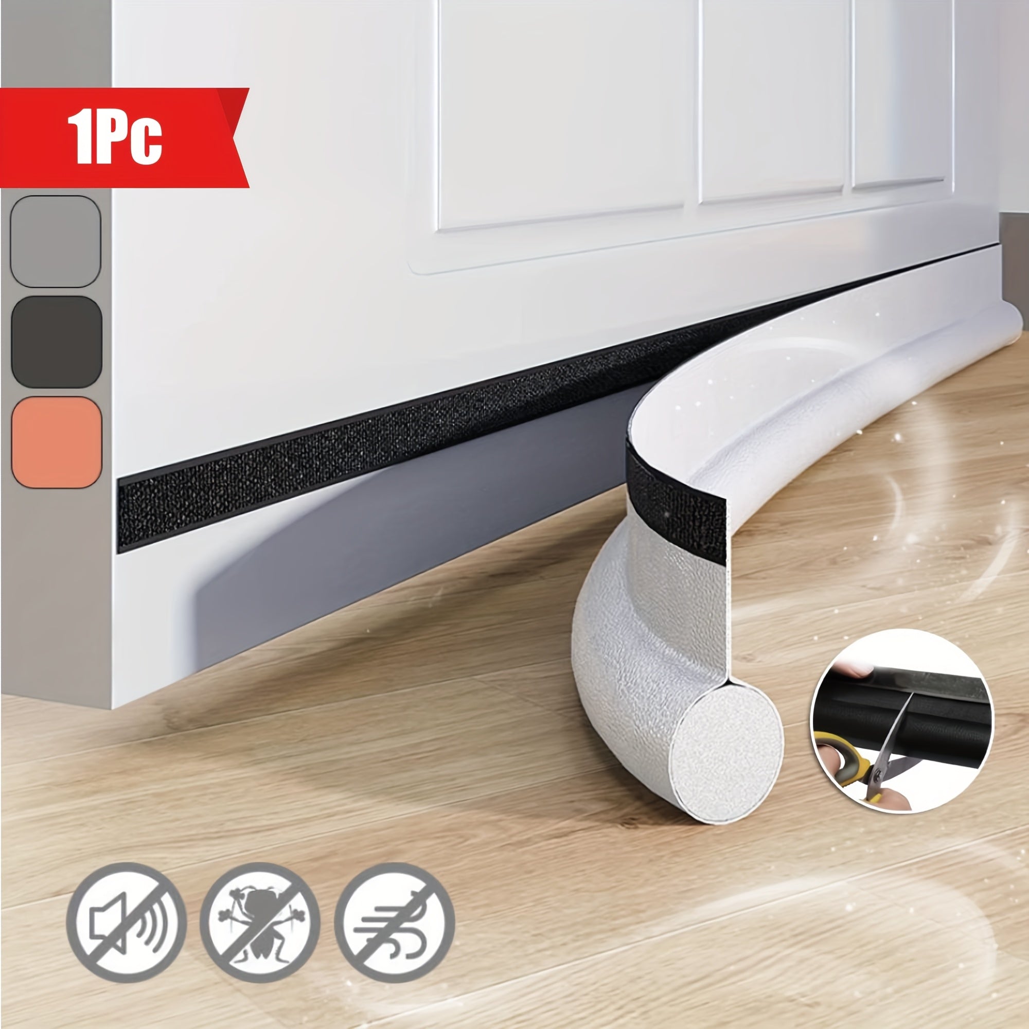 1pc Heavy-Duty Door Gap Seal Strip - Adjustable Self-Adhesive Door Threshold Seal, Energy-Efficient Noise Barrier, Draft Proof Door Seal, Easy Installation for Interior/Exterior Doors, Draft Proof, Soundproofing - Compatible with W