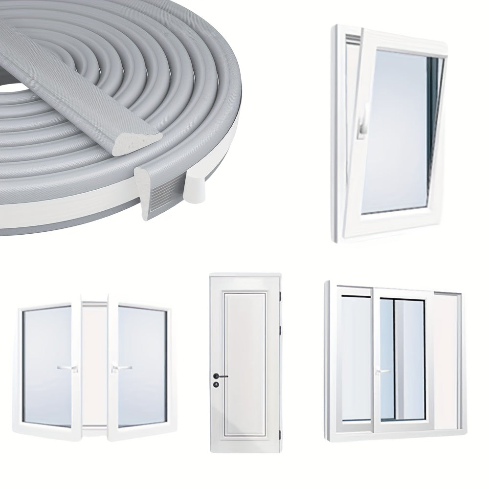 1 Roll - Upgraded Self-Adhesive Door and Window Seal, 196 Inches Long, Nylon Coated - Airtight Foam Soundproofing, Windproof, Dustproof, and Insect Resistant, Easy Installation, Window Insulation