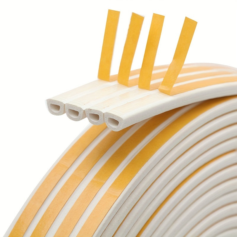 1 Roll 196.85 Inch / 393.7 Inch Weatherproof Door and Window Seal Strip - Self-Adhesive Rubber Insulation Material for Collision Prevention