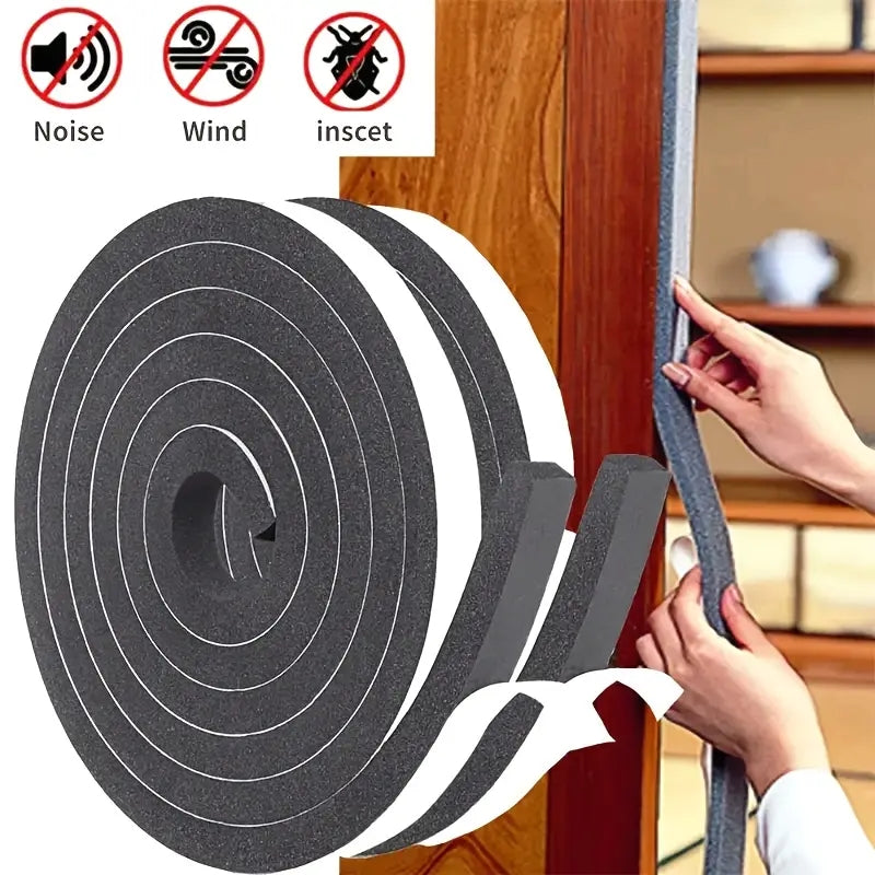 2 Rolls of Door and Window Sealing Strips, EVA Self-Adhesive Insulation Foam Tape Sponge, Soundproof Door and Window Foam Soundproofing Tape, Dustproof Sealing Strip, 4m/13.1ft Total Length