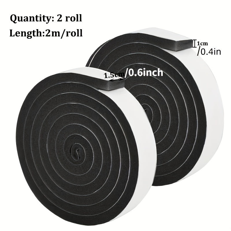 2 Rolls of Door and Window Sealing Strips, EVA Self-Adhesive Insulation Foam Tape Sponge, Soundproof Door and Window Foam Soundproofing Tape, Dustproof Sealing Strip, 4m/13.1ft Total Length